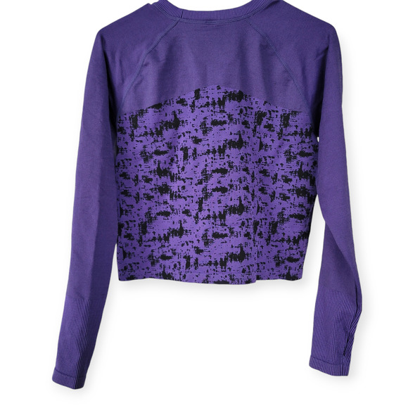 Z by Zella Long Sleeve Stretch Crop Activewear Purple/Black Women Sz L - Picture 7 of 11
